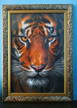Картина "Тигр" з бісеру