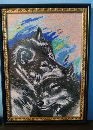 Картина "Вовки" з бісеру