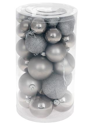 Набор ёлочных шаров 40шт, цвет - теплый серый