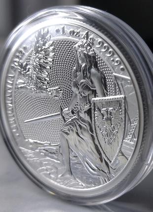 Серебряная монета 1oz Леди GERMANIA  5 марок 2022 с сертификатом!
