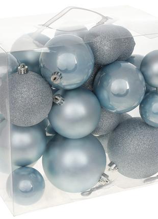 Набор ёлочных шаров "Синий туман" 26шт - 10см, 8см, 6см