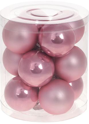 Набор ёлочных шаров 4см, цвет - розовый фламинго, 12шт
