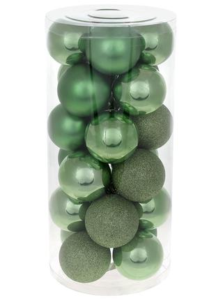 Набор ёлочных шаров 6см, цвет - зеленая омела, 24шт