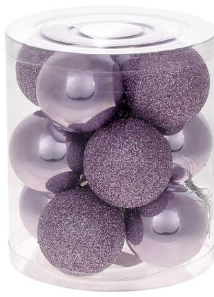 Набор ёлочных шаров 4см, цвет - нежно-лиловый, 12шт