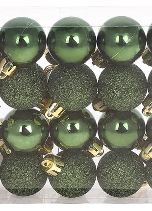 Набор елочных шаров 3см, цвет – зеленой хвои, 20шт: глянец, гл...