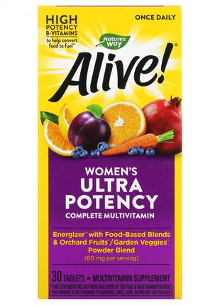 Nature's Way,Alive!комплексные мультивитамины для женщин 30шт