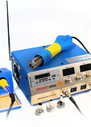 Паяльная станция 2в1 паяльник и фен выход USB 5v плеер и FM YX