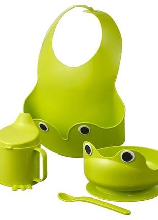Набор детской посуды IKEA MATA 4 предмета зеленая 400.848.61