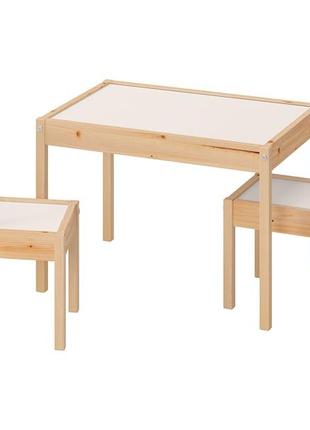 Столик дитячий і 2 стільці IKEA LÄTT білий сосна 501.784.11