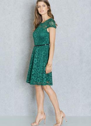 Dorothy perkins платье зелёное гипюр кружево миди классическое...