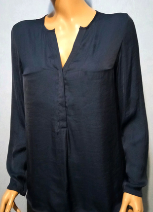 Жіноча блузка ZARA еко шовк темно-синій L.