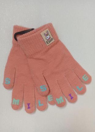 Коралові перчатки рукавички осінні одинарні для дівчинки на 7-...