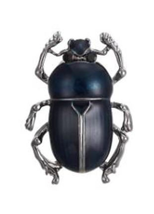 Брошь майский жук темно синяя