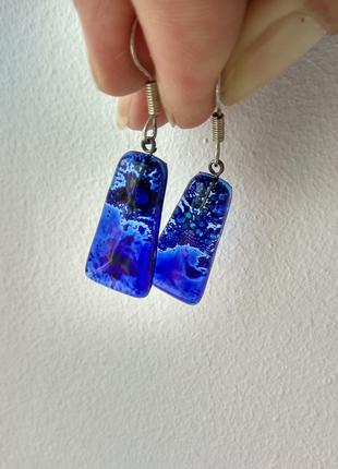 Серьги Murano, мурановское стекло. "Брызги моря"