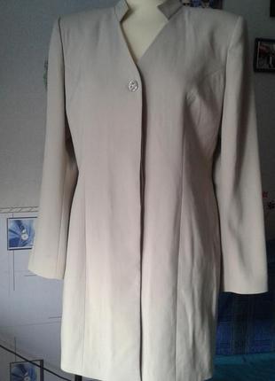 Жакет пиджак длинный с широкими плечами р 48  винтаж