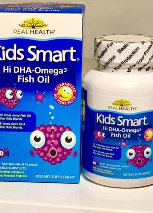 Kids Smart Омега 3 с высоким содержанием ДГК, фруктовый вкус