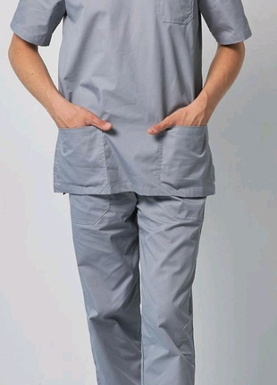 Чоловічий медичний костюм піжама 48 розміру сірого кольору