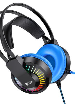 Ігрові навушники HOCO  W105 з мікрофоном та LED RGB Black-Blue