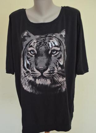Шикарная котоновая блузочка футболка принт тигр