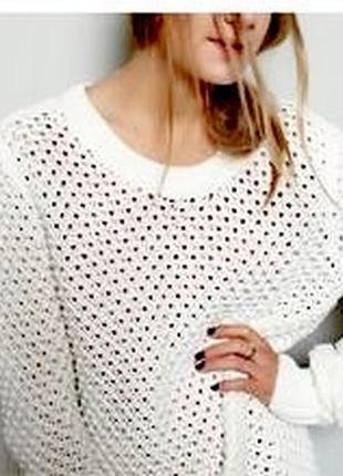 Білий мережевий светр, світшот