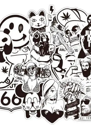 Набор виниловых наклеек стикеров Черно Белые Граффити Стикербомби