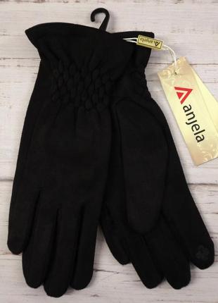 Перчатки, рукавички жіночі, утеплені, з сенсором замшеві