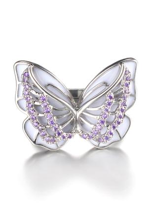 Красивое женское кольцо с белой бабочкой, креативное красивое ...