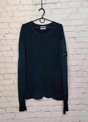 Calvin klein лонгслів джемпер пуловер светр синій великий раз...