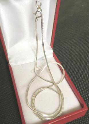 Новая родированая серебряная цепочка снейк 40 см серебро 925