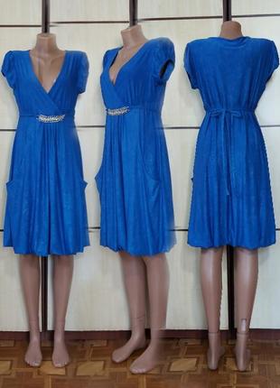 Нарядное голубое платье на подкладке. shotelli. размер l .