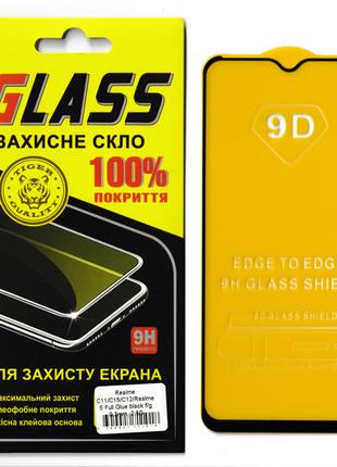 Защитное стекло GLASS на весь экран для Realme C21Y (Чёрная ра...