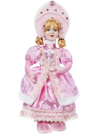 Новорічна лялька Снігуронька 43см, колір - рожевий