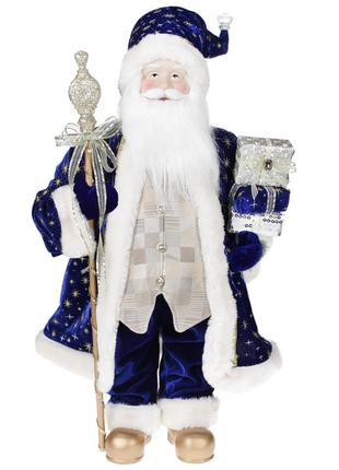 Новогодняя игрушка Санта 60см, цвет - синий с шампанью