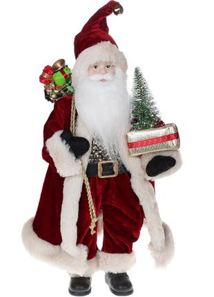 Новогодняя игрушка Санта с елкой 46см с LED подсветкой, цвет -...