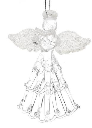 Ёлочное украшение Ангел 8см, цвет - прозрачное стекло, 6шт