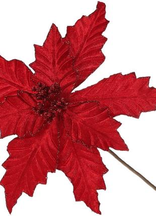 Декоративна квітка Пуансетія 24см, колір - червоний - 12 шт УП...