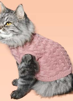 Свитер, теплая одежда для собак и кошек, размер М, розовый