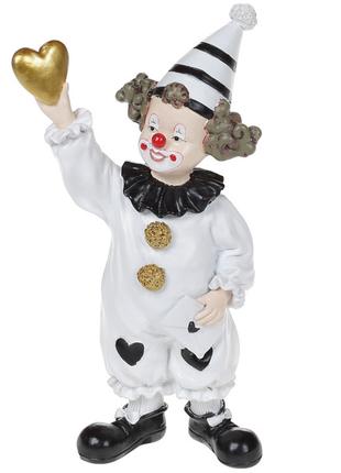 Декоративная статуэтка Клоун с сердцем, 17.5см, цвет - белый с...