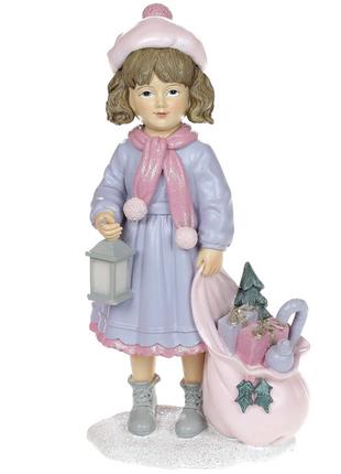 Декоративная статуэтка Девочка на подарке, 20см, цвет - розово...