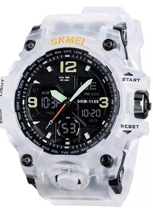 Спортивные часы SKMEI 1155B Белые с прозраным ремешком