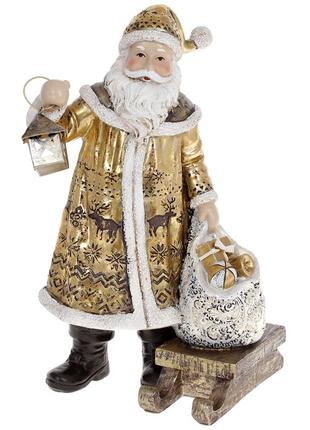 Декоративная статуэтка Санта Клаус, 24.5см, цвет - золотой