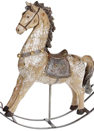 Декоративная статуэтка Лошадка-качели, цвет - коричневый с зол...