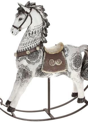 Декоративная статуэтка Лошадка-качалка, цвет - белый, 30см