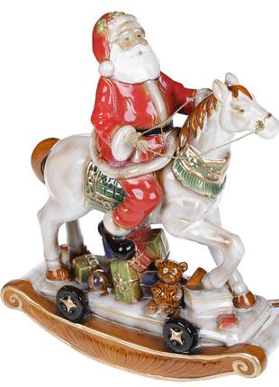 Декоративная керамическая фигура Санта на коне, 37см