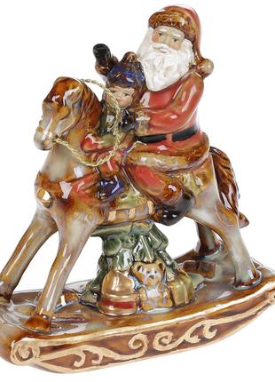 Декоративная керамическая статуэтка Санта на коне, 14см