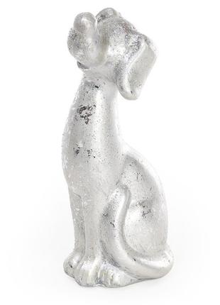 Декоративная статуэтка Собака 18см, цвет - серебро, 4шт