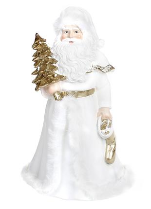 Декоративная статуэтка Санта, 23см, цвет - белый с шампанью