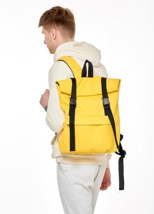Рюкзак желтый мужской большой раскладной рол кожа эко