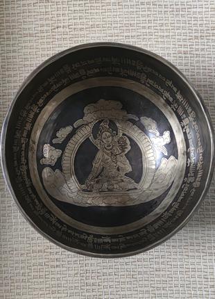 Тибетская поющая чаша, роспись мантра, мандала, изображение Бу...