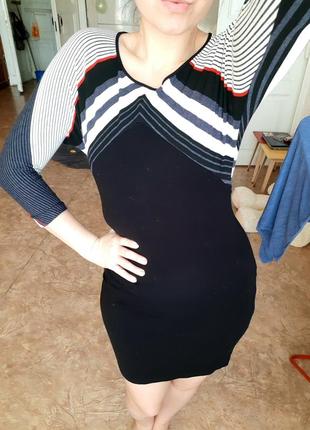 Плаття сукня бавовна еластан стрейч смужка чорне різнокольорове